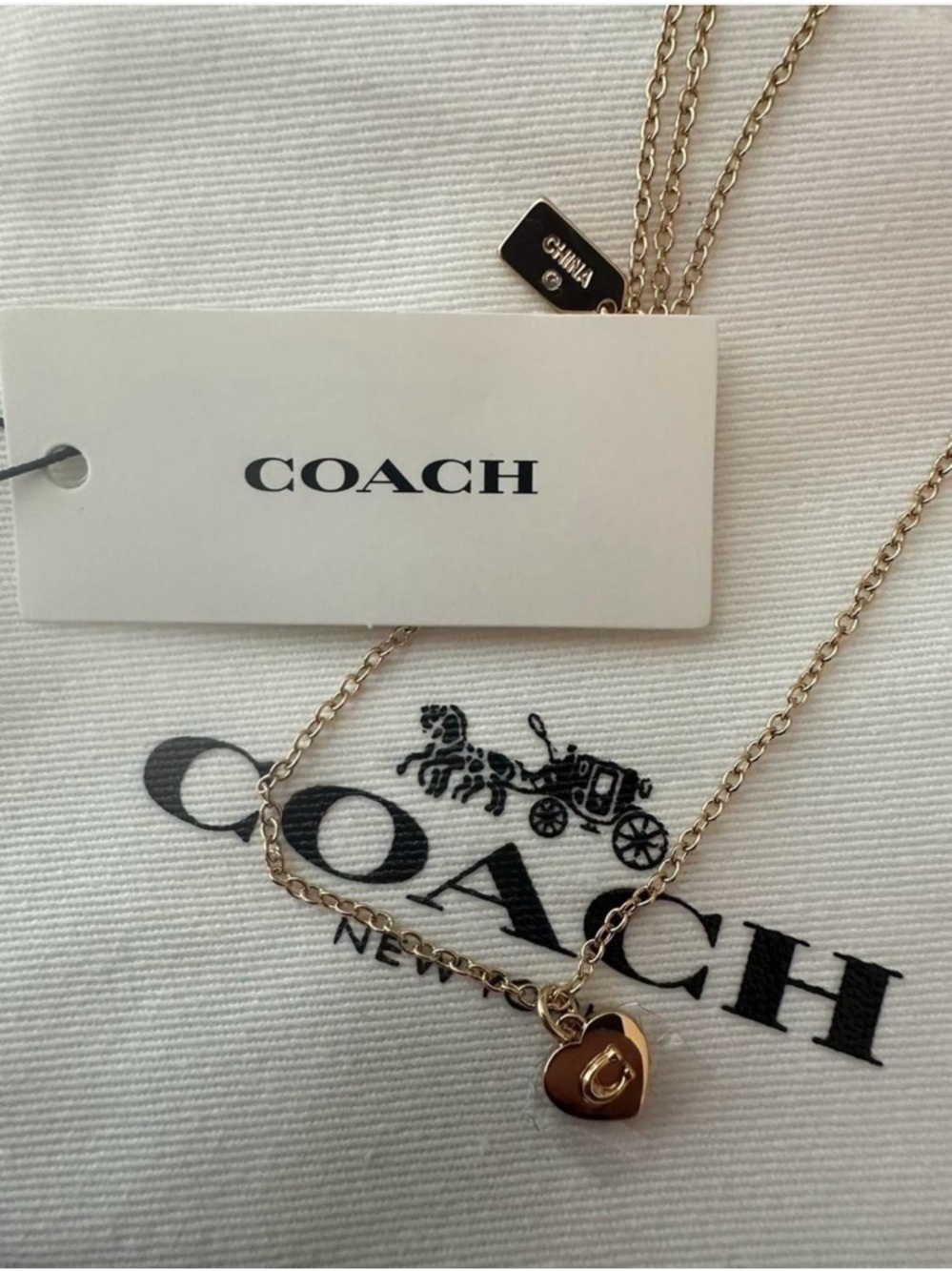 Coach Necklace with Heart Shaped Pendant - Gold - Picture 4 of 4